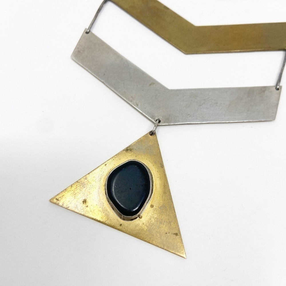 Chevron Arrow Stack Gold Silver Statement Necklace - image 7